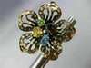 ESTATE 3.45CT DIAMOND & MULTI GEM 14K WHITE & BLACK GOLD FLOWER CLIP ON EARRINGS