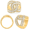 EXTRA LARGE 1.85CT DIAMOND 14KT YELLOW GOLD ROUND & BAGUETTE LOVE KNOT FUN RING