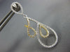 ESTATE LARGE .98CT DIAMOND 18KT 2 TONE GOLD TEAR DROP LOVE KNOT HANGING EARRINGS