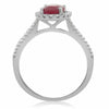 ESTATE GIA 2.26CT DIAMOND & AAA RUBY 18KT WHITE GOLD OVAL HALO ENGAGEMENT RING