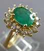 LARGE 2.15CT DIAMOND & AAA EMERALD 14KT YELLOW GOLD 3D ROUND & OVAL RING #28144