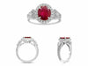 GIA CERTIFIED 2.98CT DIAMOND & AAA RUBY PLATINUM HALO FILIGREE ENGAGEMENT RING