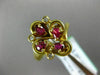 ESTATE LARGE .46CT DIAMOND & AAA RUBY 18K YELLOW GOLD 3D FLOWER ANNIVERSARY RING
