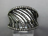 ESTATE WIDE .45CT DIAMOND 14KT BLACK GOLD 3D MULTI ROW CONCAVE SWIRL FUN RING