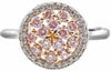 1.44CT WHITE & PINK DIAMOND 18KT WHITE & ROSE GOLD 3D CLUSTER CIRCULAR LOVE RING