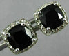 ESTATE 1.87CT DIAMOND & AAA BLACK ONYX 14K WHITE GOLD SQUARE HALO STUD EARRINNGS