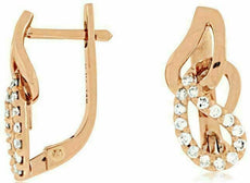 ESTATE .32CT DIAMOND 14KT ROSE GOLD 3D CLASSIC LOVE KNOT LEVERBACK EARRINGS