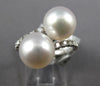 WIDE .23CT DIAMOND & AAA SOUTH SEA PEARL 18KT WHITE GOLD CRISS CROSS LOVE RING