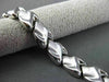 ESTATE WIDE 14KT WHITE GOLD CLASSIC MATTE & SHINY WAVE DESIGN BRACELET #23285