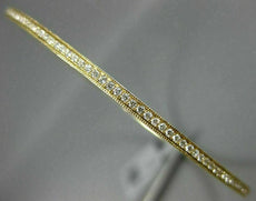 .83CT DIAMOND 18KT YELLOW GOLD 3D 2mm CLASSIC ETERNITY MILGRAIN BANGLE BRACELET
