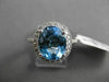 ESTATE LARGE 3.89CTW DIAMOND & AAA BLUE TOPAZ 14KT WHITE GOLD 3D OVAL FUN RING