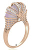 LARGE .30CT DIAMOND & AAA MOONSTONE 18KT ROSE GOLD FILIGREE DOME SHAPE FUN RING