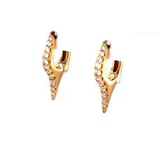 ESTATE .54CT DIAMOND 18KT WHITE GOLD 3D CLASSIC BAR HUGGIE HANGING EARRINGS