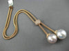 LARGE .42CT DIAMOND & WHITE PINK SOUTH SEA PEARL 18KT ROSE GOLD LARIAT NECKLACE