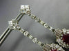 ANTIQUE EXTRA LARGE 10.10CT DIAMOND & AAA RUBY 18KT WHITE GOLD HANGING EARRINGS