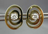 ESTATE DIAMOND 14KT YELLOW GOLD OVAL ETOILE SOLITAIRE EARRINGS E/F VVS #23018