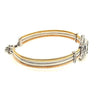 LARGE 1.16CT DIAMOND 18KT 2 TONE GOLD ROUND & BAGUETTE FLEXIBLE BANGLE BRACELET