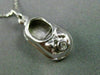 ESTATE .03 DIAMOND 14KT WHITE GOLD HANDCRAFTED BOW BABY GIRL SHOE PENDANT #21949