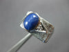 ESTATE WIDE 2.2CT DIAMOND & AAA STAR SAPPHIRE 14KT WHITE GOLD OVAL & ROUND RING
