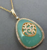 LARGE .50CT DIAMOND & AAA GREEN CHALCEDONY 14KT ROSE GOLD 3D TEAR DROP PENDANT