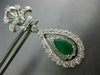 LARGE 3.70CT DIAMOND & AAA EMERALD 14KT WHITE GOLD 3D TEAR DROP HANGING EARRINGS