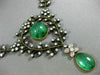 ANTIQUE EXTRA LARGE 33.60CT OLD MINE DIAMOND & AAA EMERALD 14KT GOLD NECKLACE