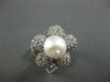 ESTATE LARGE 3.32CT DIAMOND 18KT WHITE GOLD PEARL FLOWER PAVE RING STUNNING!!
