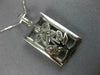 ANTIQUE .43CT DIAMOND 18KT WHITE GOLD RECTANGULAR FILIGREE FLOWER PENDANT 11364