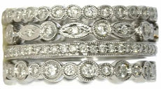 LARGE 1.17CT DIAMOND 18KT WHITE GOLD MULTI BAND FILIGREE ETERNITY STACKABLE RING