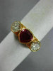 ESTATE 2.78CT DIAMOND & AAA RUBY 14K YELLOW GOLD 3D HEART SHAPED ENGAGEMENT RING