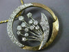ANTIQUE LARGE 2.5CT OLD MINE CUT DIAMOND 14K TWO TONE GOLD FLOWER PENDANT #2490