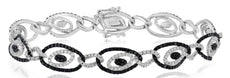 4.55CT WHITE & BLACK DIAMOND 14KT WHITE GOLD MULTI OVAL LINK ETERNITY BRACELET