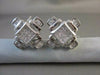 ESTATE LARGE SQUARE 3.01CT DIAMOND PRINCESS CUT 14KT WHITE GOLD CLIP EARRINGS