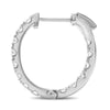 ESTATE 1.0CT DIAMOND 14KT WHITE GOLD 3D CLASSIC INSIDE OUT HOOP HANGING EARRINGS