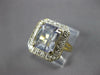 ESTATE 3.30CT DIAMOND & AAA KUNZITE 14K 2 TONE GOLD EMERALD CUT & ROUND FUN RING