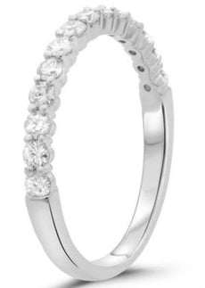 .48CT DIAMOND 14KT WHITE GOLD CLASSIC SHARE PRONG SEMI ETERNITY ANNIVERSARY RING