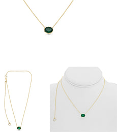 1.46CT AAA EMERALD 14KT YELLOW GOLD SOLITAIRE SQUARE OVAL OCTAGON LOVE NECKLACE