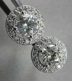 ANTIQUE 1.40CT 3D ROUND DIAMOND FILIGREE 14KT WHITE GOLD EARRINGS ONE OF A KIND!