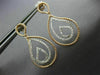 ESTATE .53CT DIAMOND 18KT 2 TONE GOLD 3D CLASSIC TEAR DROP LOVE HANGING EARRINGS