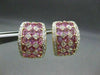 WIDE 2.90CTW PINK SAPPHIRE DIAMOND 18KT WHITE & YELLOW GOLD EARRINGS #21752