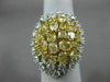 GIA LARGE 7.42CT WHITE & INTENSE YELLOW DIAMOND 18K 2 TONE GOLD 3D COCKTAIL RING