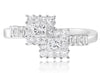 .94CT DIAMOND 18KT WHITE GOLD PRINCESS & BAGUETTE DOUBLE SQUARE CRISS CROSS RING