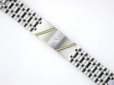 ESTATE .05CT DIAMOND 14KT YELLOW GOLD & STAINLESS STEEL 3D ETOILE MENS BRACELET