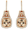4.70CT DIAMOND & AAA MORGANITE 14KT ROSE GOLD CUSHION & ROUND HANGING EARRINGS