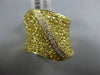 ESTATE LARGE 3.30CT DIAMOND YELLOW SAPPHIRE 18KT YELLOW GOLD MULTI ROW LEAF RING