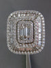 5.59CT DIAMOND 18K WHITE GOLD 3D ROUND & BAGUETTE BALLERINA SQUARE COCKTAIL RING