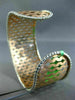 ESTATE LARGE 1.10CT DIAMOND 14KT 2 TONE GOLD MULTI WAVE FILIGREE BANGLE BRACELET