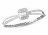 LARGE 3.82CT DIAMOND 18K WHITE GOLD ROUND & BAGUETTE CRISS CROSS BANGLE BRACELET