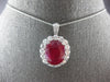 LARGE 12.85CT DIAMOND & AAA RUBY 14KT WHITE GOLD 3D OVAL & ROUND PENDANT #27985