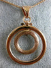 ESTATE LARGE .19CT DIAMOND 18K WHITE & ROSE GOLD 3D DOUBLE CIRCLE FLOWER PENDANT